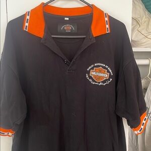 Harley-Davidson Black and Orange Polo Shirt
